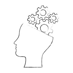 human profile with gears vector illustration design