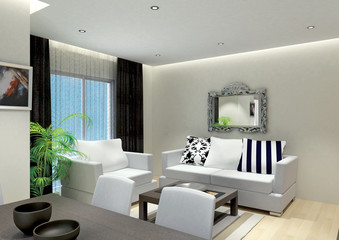 3d render of living room