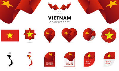 Vietnam complete set. Vector illustration. - obrazy, fototapety, plakaty