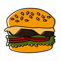 Hamburger fast food icon vector illustration graphic design