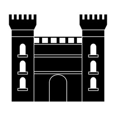 castle building icon image vector illustration design  black and white