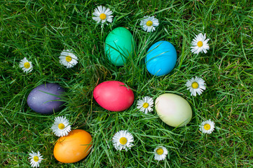 Fototapeta na wymiar Easter hunt in a garden