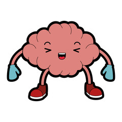 brain kawaii character icon vector illustration design