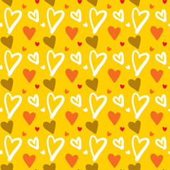 Seamless pattern with hand drawn hearts