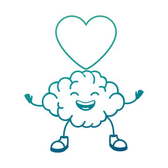 brain with heart kawaii character icon vector illustration design