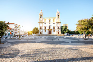 View on the facade of Carmo church in Faro city on the south of Portugal - obrazy, fototapety, plakaty
