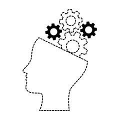 human profile with gears vector illustration design