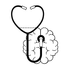 brain with stethoscope medical vector illustration design