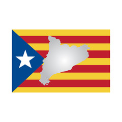 catalunya flag and country outline icon image vector illustration design 