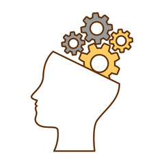 human profile with gears vector illustration design