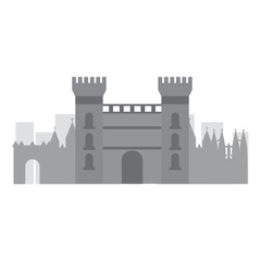castle building in city icon image vector illustration design 