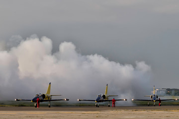 Airplanes at an air show