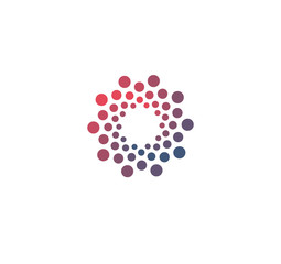 Advanced analysis big dat base symbol. Development of artificial intelligence sign. Abstract innovative high tech logo template. Colorful round icon from circles. Smart computer, machine learning.