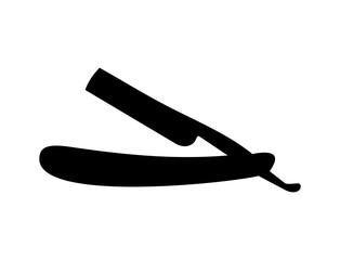  Black Traditional Barber Razor Manual Shaver Straight Edge Folding Knife Illustration Logo Silhouette