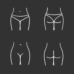 Female body parts chalk icons set