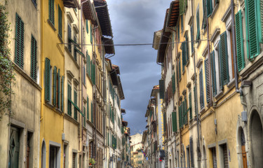 Historical houses in a street in Florence, Italy