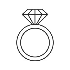Ring with diamond linear icon