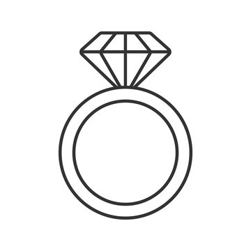 Ring with diamond linear icon