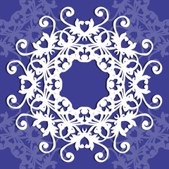 Collection of round lacy napkin for your text or photo. Elegant design . Vector illustration . It can be used as a frame for the photo , for greeting cards, invitations .