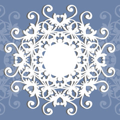 Collection of round lacy napkin for your text or photo. Elegant design . Vector illustration . It can be used as a frame for the photo , for greeting cards, invitations .