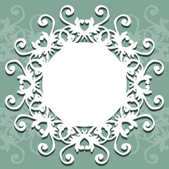 Collection of round lacy napkin for your text or photo. Elegant design . Vector illustration . It can be used as a frame for the photo , for greeting cards, invitations .