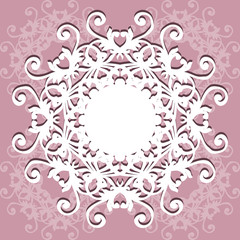 Collection of round lacy napkin for your text or photo. Elegant design . Vector illustration . It can be used as a frame for the photo , for greeting cards, invitations .