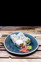 Japanese food Sushi Roll Maki of Salmon and avocado