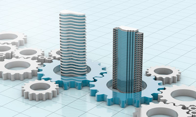 merger and acquisition business concepts, join cogwheel pieces