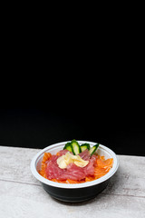 japanese food Mix Sashimi Chirashi Rice Bowl