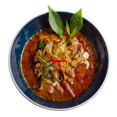 Panaeng curry with pork isolated on white background