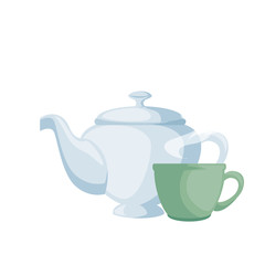 teapot elegant with cup vector illustration design