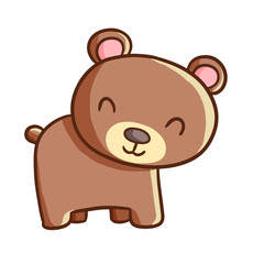 Funny and cute brown bear smiling facing the screen - vector.