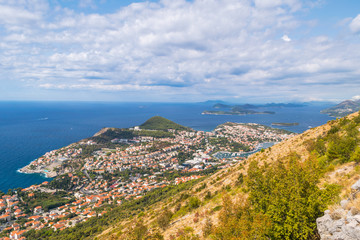 Obraz premium Aerial view of the medieval city of Dubrovnik, Dalmatia, Croatia, Adriatic Sea, Europe
