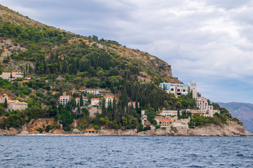 Fototapeta premium Aerial view of the medieval city of Dubrovnik, Dalmatia, Croatia, Adriatic Sea, Europe