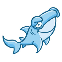Obraz premium Funny and cute hammerhead fish smiling - vector.