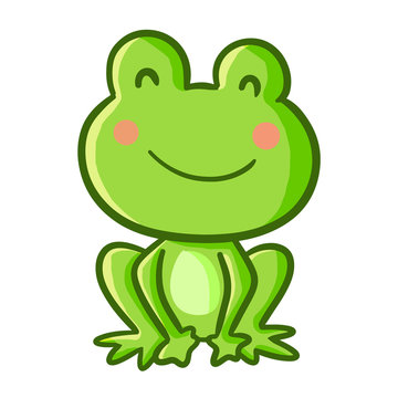 Funny and cute green frog smiling - vector.