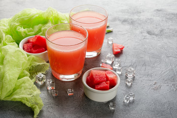 Two bottles of watermelon juice