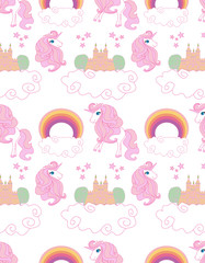 Cute seamless pattern with unicorns © diavolessa