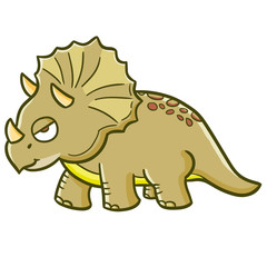 Funny and cute Triceratops smiling in cartoon style - vector.