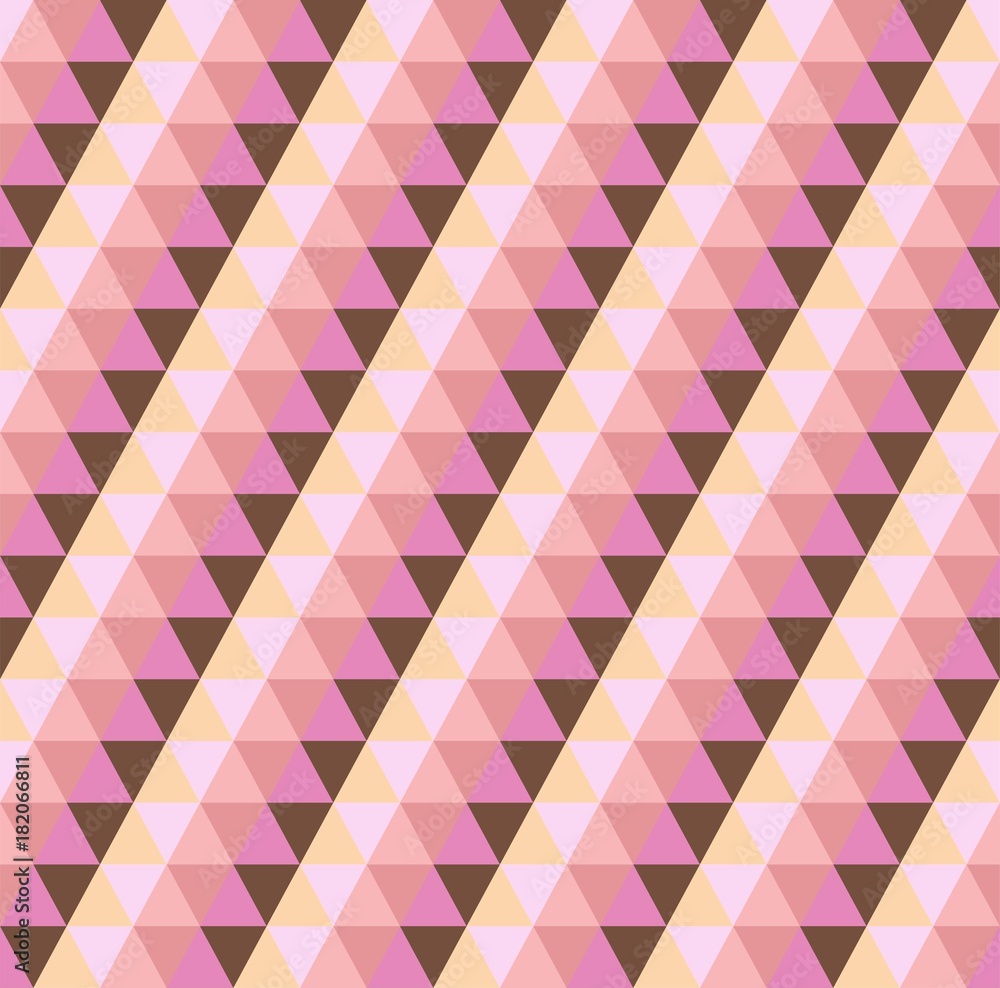 Poster triangle pattern. geometric abstract texture background. pink, brown and candy pastel color. vector 