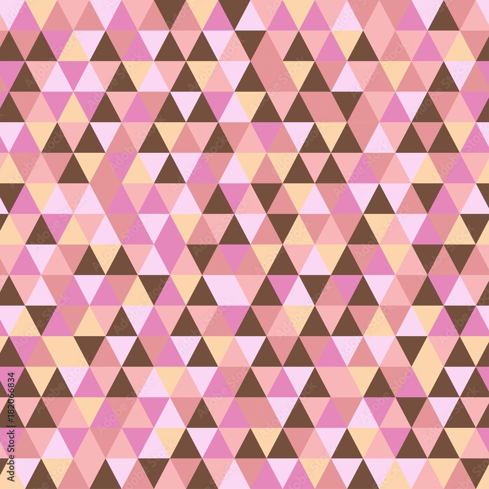 Poster seamless triangle pattern. geometric abstract texture background. pink, brown and candy pastel color