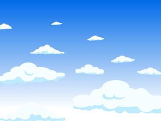 View from the window to the sky, the clouds. Long flight.