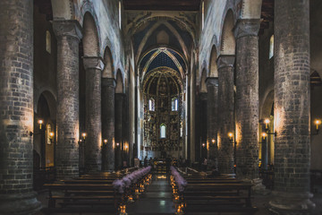 Interior of the church in Como, Italy
