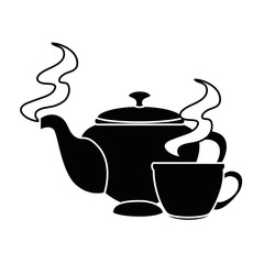 teapot elegant with cup vector illustration design