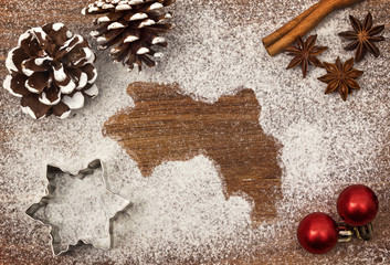 Festive motif of flour in the shape of Guinea (series)