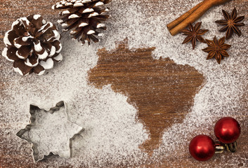 Festive motif of flour in the shape of Brazil (series)