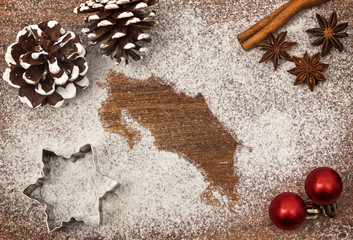 Festive motif of flour in the shape of Costa Rica (series)