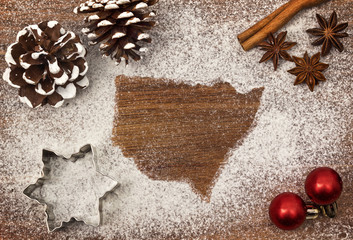 Festive motif of flour in the shape of New South Wales (series)