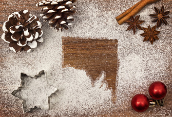 Festive motif of flour in the shape of Southern Australia (series)