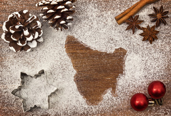 Festive motif of flour in the shape of Tasmania (series)
